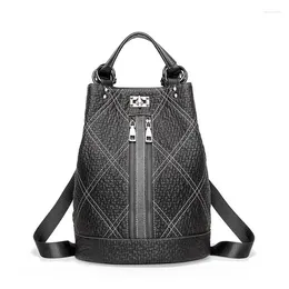 Sacos de escola das mulheres de couro macio preto mochila mochilas genuínas meninas anti roubo mochila feminina sac homme cuir