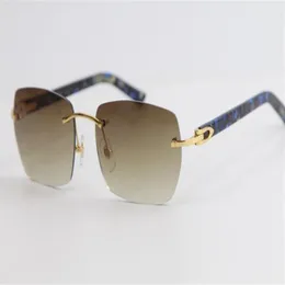 Ganze randlose Marmorplanken-Sonnenbrille 8100905, große quadratische Sonnenbrille, Metallrahmen, einfache Freizeit, geometrische Brillenformen2953