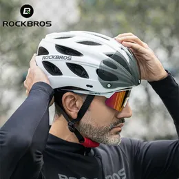 Caschi da ciclismo ROCKBROS 58-65cm Casco da bicicletta Uomo Donna Occhiali Casco da bici Copricapo di sicurezza Visiera Lente Ultraleggero Caschi da ciclismo su strada MTB 231213