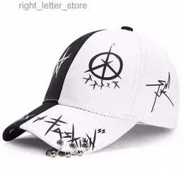 볼 캡 Yoyocorn New Student Young Men과 Women Spring Summer Sun Hat Cap 및 White Color Matching Pentagram Graffiti Baseball Cap YQ231214