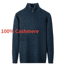 Men's Sweaters Arrival Fashion Half High Zipper Collar 100% Cashmere Sweater Men's Winter Thickened Business Casual Plus Size S - 3XL4XL5XL 231213