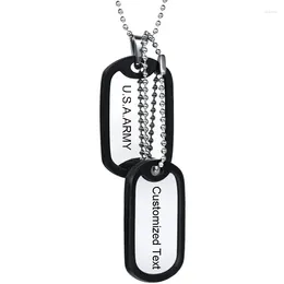 Naszyjniki wiszące Dostosowane produkty Id Double Dog Tag for Men Army Wojska żołnierz Krąg Spersonalizowane akcesoria