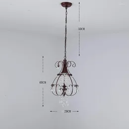 Ljuskronor mini Crystal Chandelier Pendant 1-Light Industrial Vintage Rust Rural Living Room Dining smidesjärn Vas