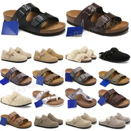 Klassiska kvinnors tofflor Bostons COGS Sandaler Birkin Stock Arizonas Men Fur Slides Platform Trainers Sneaker Casual Shoes Flip Flops Shearling Suede Size 35-45