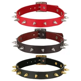 Boniskiss 2020 New Rock Spike Rivet Choker Belt Collar 가죽 고스 목걸이 스터드 Chocker 목걸이 남녀 Jewelry263r