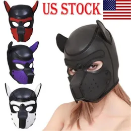 Novo macio acolchoado borracha neoprene filhote de cachorro cosplay role play cão máscara cabeça cheia com orelhas y200103278p