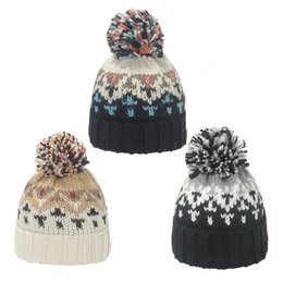 Chapéus lenços conjuntos geometria manter elasticidade quente tricô mulheres pompom chapéu outono inverno bola de pele adulto malha boné feminino 231214