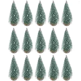 Christmas Decorations 15 Pcs Mini Tree Children Xmas Gift Sto Artificial Desktop Winter Snow Ornament Plastic Crafts Tabletop