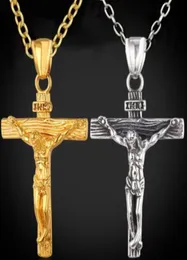 Jóias Wholecrucifix Sólido Colar Men039s 18 Cruz Cristã Fábrica Presente Ouro Deus Mulheres Gf Encantos Linhas Pingente K Fashi2279554