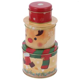 Förvaringsflaskor jul tennlåda matbehållare med lock tinplate burkar kex godis baby