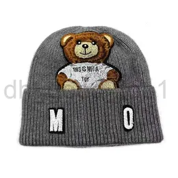 Diseñador Moschino bordado tejido manguito beancap sombrero de invierno Oso sombrero de punto Beanie Gorra de bola de felpa de alta calidad Nuevo polo solideo sombrero chrones cap 2 Q8SO