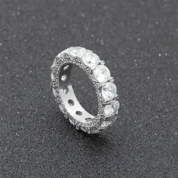 New Zirconia Cuban 1 Row Circle Ring Micro Pave Cz Jewer Jewelry Gold and Silver Tennis Rings234Q