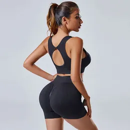 Lu Lu Lemon Align 2 Pieces Set Fitness Yoga Sport Suits Black Gym Sets Womens Outfits Yoga Sports Bra Scrunch Butt Shorts Women's Workout Tracksuit