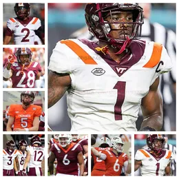 Benutzerdefinierte Kyron Drones Grant Wells College Virginia Tech Hokies Fußballtrikot Bhayshul Tuten Ali Jennings Jackson Sigler Johnny Garrett Benji Gosnell