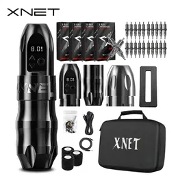 آلات إزالة الوشم XNET TITAN اللاسلكي Machine Pen Kit Motor Motor مع قبضة 38 ملم 2400mAh بطارية 80pcs إبر خرطوشة مختلطة 231214