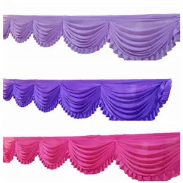 6m Ice Silk Swag Drape Valance Fir For Backdrop Curtain Table Skirt Wedding Stage Background Curtain Decoration254R