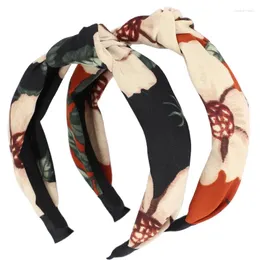 Vintage Floral Print Center Knotted Hairband Adults Trendy Headpieces