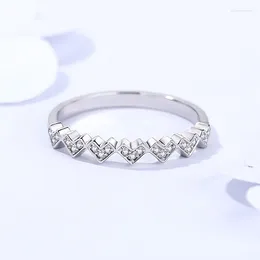 Cluster Rings Heart Shaped Single Row Ring Women's 925 Sterling Silver Simple Love In Europe And America With Micro-set Zircon Closure Pl