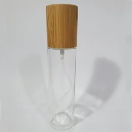 50 pz / lotto 30 ml 50 ml 100 ml 120 ml Bottiglia di vetro trasparente antigelo con lozione di bambù Pompa Bottiglie di emulsione Vetro vuoto Imballaggio cosmetico241N