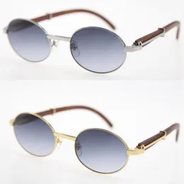 Venta de gafas de sol redondas de gran tamaño de madera de oro de 18 quilates de edición limitada Decoración Marco de madera Decoración C de alta calidad Lente UV400 Gafas de sol 282p