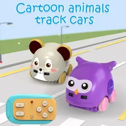 نموذج DIECAST MODELSTIONAL DUAL DUALDES RC Mouse Car Owl Wireless Cartoon شكل حيوان تجنب الأطفال أطفال ألعاب عيد الميلاد سيارة 231215