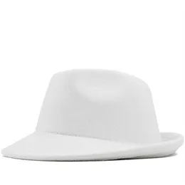 Beanie Skull Caps Semplice bianco feltro di lana Cappello Cowboy Jazz Cap Trend Trilby Fedora cappello Panama cap chapeau band per Uomo Donna 56-58C1990