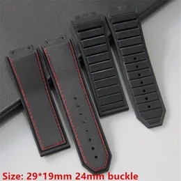 Toppklass Black 29x19mm Nature Silicone Rubber Watchband Watch Band för Iublot Strap For King Power Series med på 220622209N