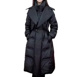 Women's Down Parkas 2023 Winter New Down Cotton Padded Jacket Women High Quality Over-Knee Slim Thicken Warm Coat Female Solid Ladies Overcoat TopsL231215