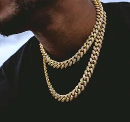 Miami Curb Cuban Chain Men Kolye Gold Silver Hip Hop Iced Out Paved Rhinestones Cz Rapper Necklace Jewelry C190411014464614