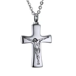 Silver Cross Cremation Keepsake Urn Pendant Necklace for Ash-Funeral Ash Urn Jewelry Memory Locket with Fill Kit286v