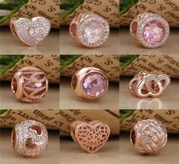 18CT Rose Gold مطلية أكثر من 925 حبة سحر فضية من الجنيه الاسترليني تناسب أساور المجوهرات الأوروبية والقلائد 6477868