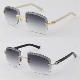 Whole T8200762 Rimless Black White Plank Sunglasses女性メガネユニセックスサングラスドライビングメタルフレーム眼鏡18K go301e
