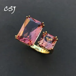 Обручальные кольца CSJ Design Zultanite Ring Created Султанит Изменение цвета Драгоценный камень Ювелирные изделия Женский свадебный подарок 231214