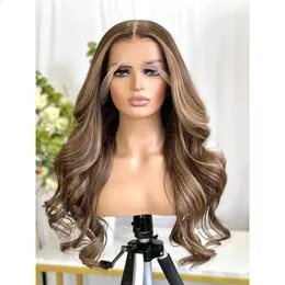 Synthetische Perücken Highlight Ash Blonde 150Density Body Wave Silk Top Je Double Drawn Kosher European Human Hair Wig For Women 231214