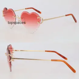 Tasarımcı Güneş Gözlüğü Toptan Satıyor 18K Altın Çerçeve Anormal Trend Kadınlar Rimless UV400 Lüks Pırlanta Kesilmiş Erkekler Tasarım Gözlükleri Açık havada Midrored Yaz Açık