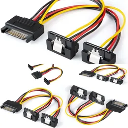 محولات الكمبيوتر المحمول الجديدة شحنات شحنات Sata Cable 6 بوصة SATA 15 PIN ذكر إلى 2xsata 15 دبوس لأسفل زاوية الطاقة الكابل تقسيم الكابل HDD HDD