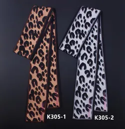Good quality 130cm6cm Maitong silk scarf Autumn European leopard print Small female tied bag handle Handbag Twill Scarves Ribbons2465229