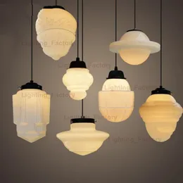 Luz pingente de vidro branco leite Art Deco lâmpada vintage norte da Europa suspensão iluminação nórdica sala de jantar loja PARISIAN ECOLE270A