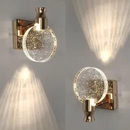 Креативные настенные светильники с пузырьками и кристаллами, минималистичные настенные светильники для гостиной, спальни, прикроватные бра, зеркало для ванной комнаты, светильник на передней стене274M