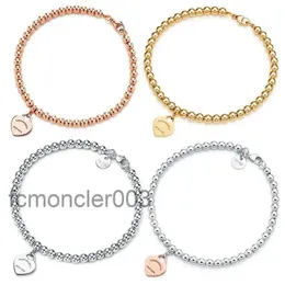 Net 100% 925 Silver 4mm Round Bead Love Heart-shaped Bracelet Female Thickened Bottom Plating for Girlfriend Souvenir Gift Fashion Charm Jewelry LFMB