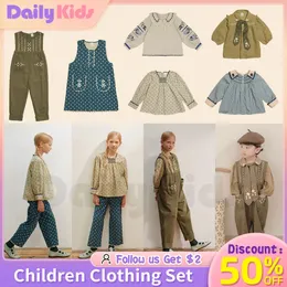 Set di abbigliamento Daily Kids APO Kid Girl Dress Inverno Marchio Ricamo Bambini Tee Camicetta Moda Pantalone Abbigliamento INS Ragazze TopChildren's 231215