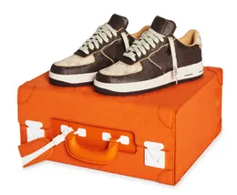 Tasarımcı 1 Düşük Erkek Kadın Spor Ayakkabıları Lüks Klasik Erkek Açık Sabit Sabitlikler Yürüyüş Portakal Bavul Kutusu Boyutu 38-46