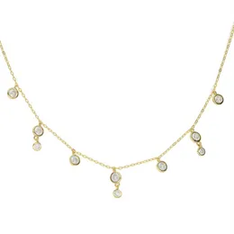 Cz diamant goutte charme collier ras du cou clavicule lunette ronde cz charme belle adorable femmes cadeau 925 bijoux en argent sterling 227A