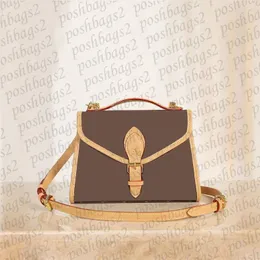 여성용 핸드백 지갑을위한 빈티지 숄더백 진정한 가죽 스트랩과 트림이있는 코팅 된 캔버스 핸드백