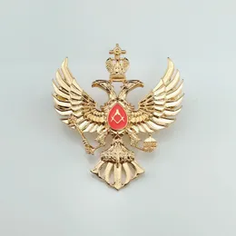 Charms Russian Masonic Double Head Eagle Badge Plating Gold Freemason Badges Pin Ryssland Mason Medals CCCP Brosches 231214