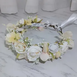 6 pezzi di colore champagne per ragazze vestito da corona di fiori accessori per capelli da sposa fascia da sposa ornamento per bambini ghirlande floreali