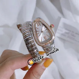 Модные женские часы 102237 SP35C6SPGD 1T Женские часы Швейцарский кварцевый белый циферблат с бриллиантовым безелем Двухцветный золотой стальной браслет Bracele257J