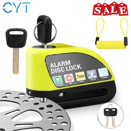 Bike Locks CYT Bike Motorcycle Alarm Disc Brake Lock 120dB Battery Type Bicycle Moto Anti Theft Alarm System Motorbike Accessories 231214