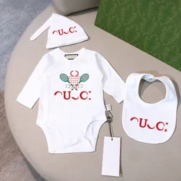 Bebê de luxo macacão recém-nascido infantil bodysuit designer menino menina 100% algodão romper marca babys chapéu bib crianças onesies macacões kalekids-6 CXD2312151