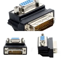 Nuovi adattatori per laptop Caricabatterie DVI-I 24+5 maschio a VGA 15 pin femmina Adattatore convertitore ad angolo retto da 90 gradi Adattatore convertitore HD Adattatore 15 pin VGA a DVI 24+5